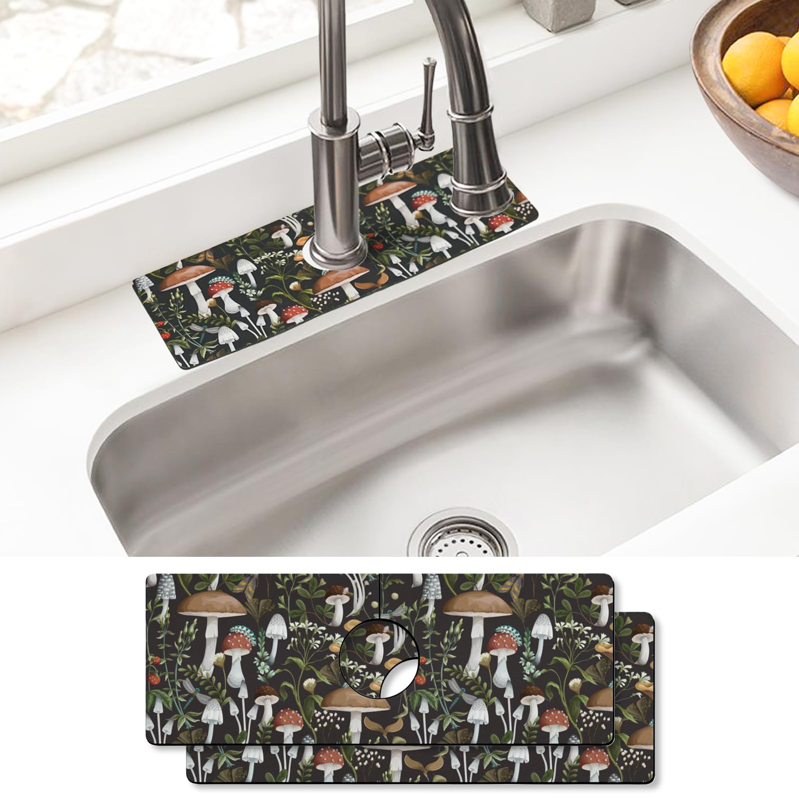 Sink Faucet Absorbing Mat, 2 Pack Drying Mat Around Faucet Sink Splash Guard Behind Faucet Sinkmat For Kitchen Bathroom Island Rv 24 * 5.5 Inch (60 * 14 cm)